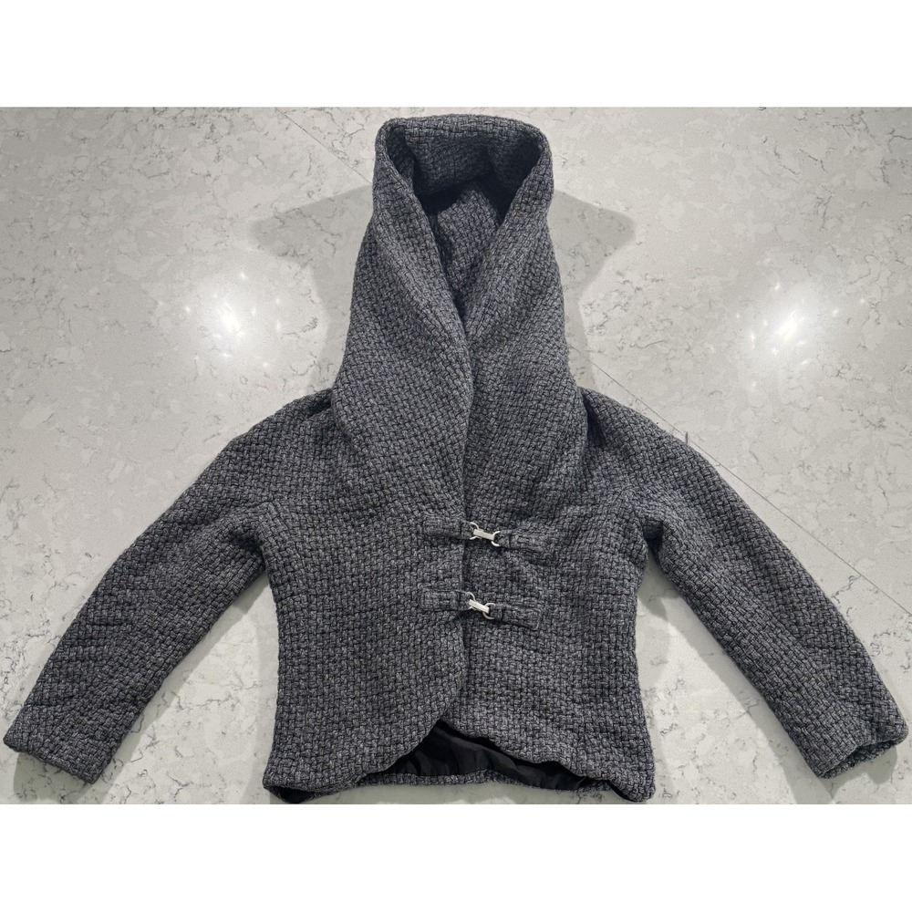 Robert Kitchen Canada Cardigan Sweater‎ Womens Medium Gray Knit Jacket Toggle